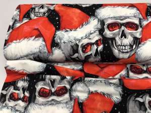 Bomuldsjersey - christmas skulls